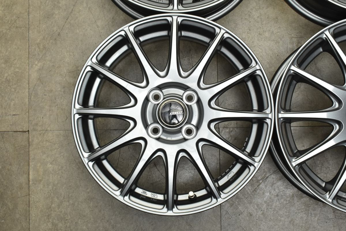  EMBELY S 12 15 in 5 J 42 PCD 100 4本セット フィールダー アクア ヤリス フィット ノート デミオ 交換用 スタッドレス用に 15インチ ホイール