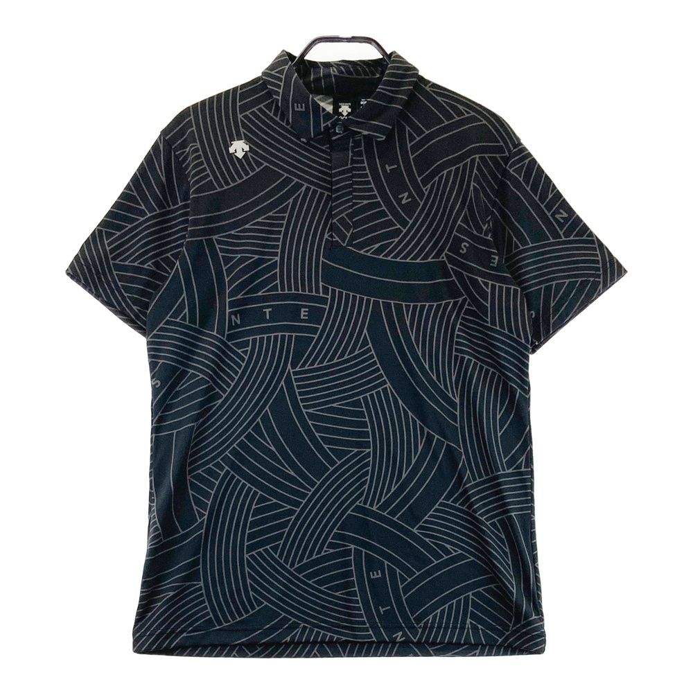 サイズ 0 GOLF デサントゴルフ 半袖ポロシャツ 総柄 ブラック系 ゴルフウェア メンズ ストスト