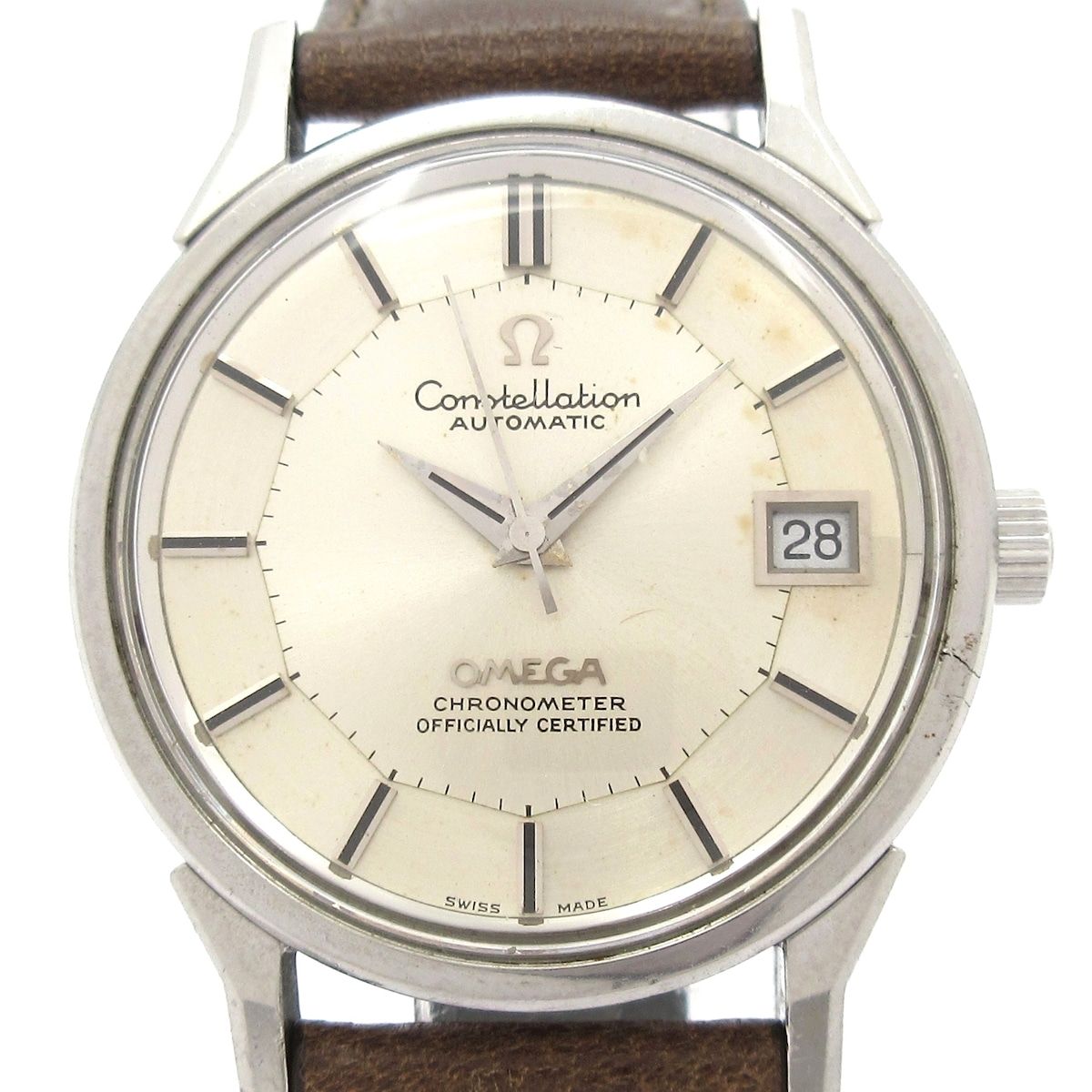 OMEGA オメガ 腕時計 コンステレーション 168.0065 メンズ SS 社外ベルト プラ風防 12角ダイヤル アンティーク シルバー