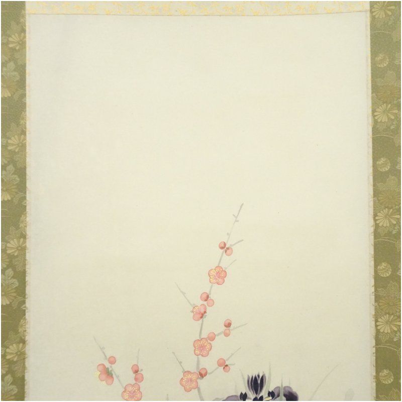 工藤梢嶺筆 四季草花 肉筆絹本掛軸 掛け軸 床の間 書 おしゃれ 絵画