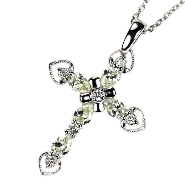 K18WG ダイヤモンド ペンダントネックレス 1.00ct クロス - メルカリ