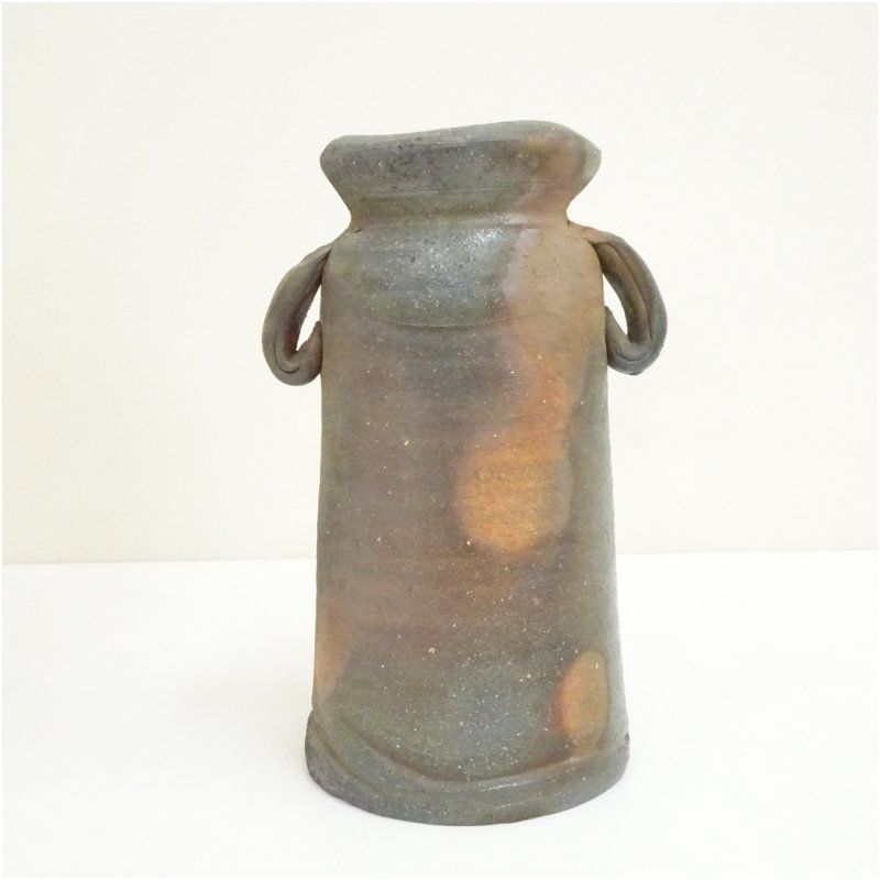 インテリア小物 備前焼 山下譲治造 耳付花入（共箱） 花入れ 茶道 茶道具