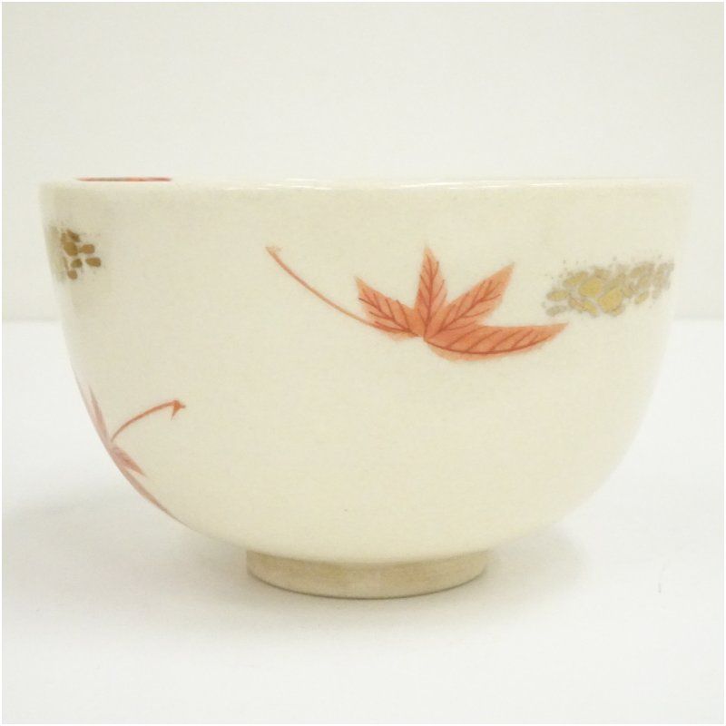 京焼 弘艸造 色絵紅葉茶碗（共箱） 茶道 抹茶 おしゃれ 抹茶茶碗 抹茶