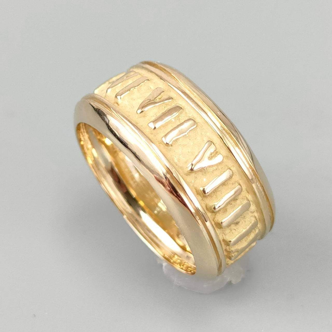 18金 K18 男女兼用 イタリー ローマ数字リング 6.85g 9~10号 D438