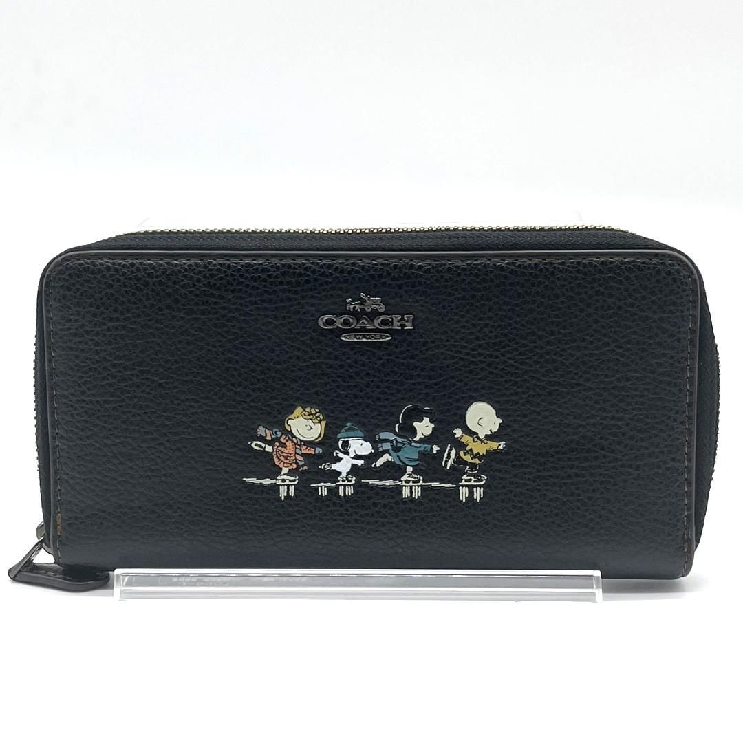 コーチ COACH レザー 長財布 スヌーピー コラボ ラウンドファスナー