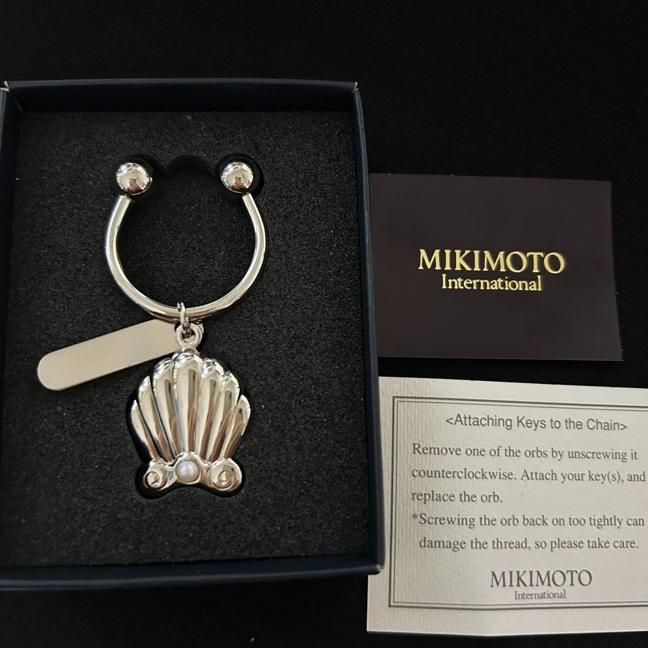 美品】MIKIMOTO ミキモト パール シェルモチーフ キーリング / Shell