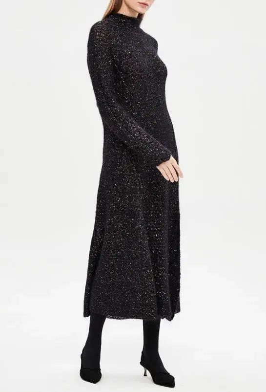 タイムグリッターニット ロング丈ワンピース