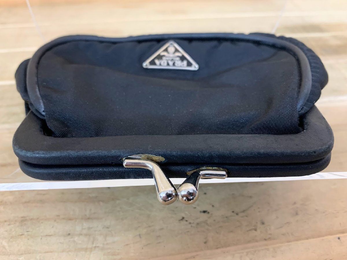 PRADA ケース 小銭入れ テスートナイロン がま口 三角プレート 黒 プラダ PRADA がま口 コインケース 小銭入れ ナイロン 三角プレート