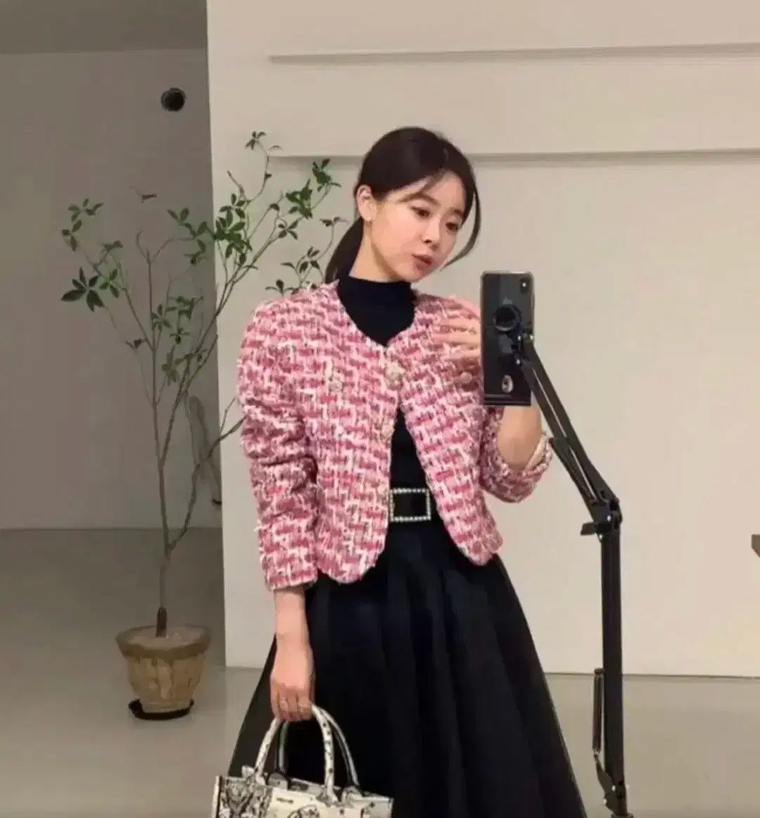 ピンク ツイード ジャケット レディース