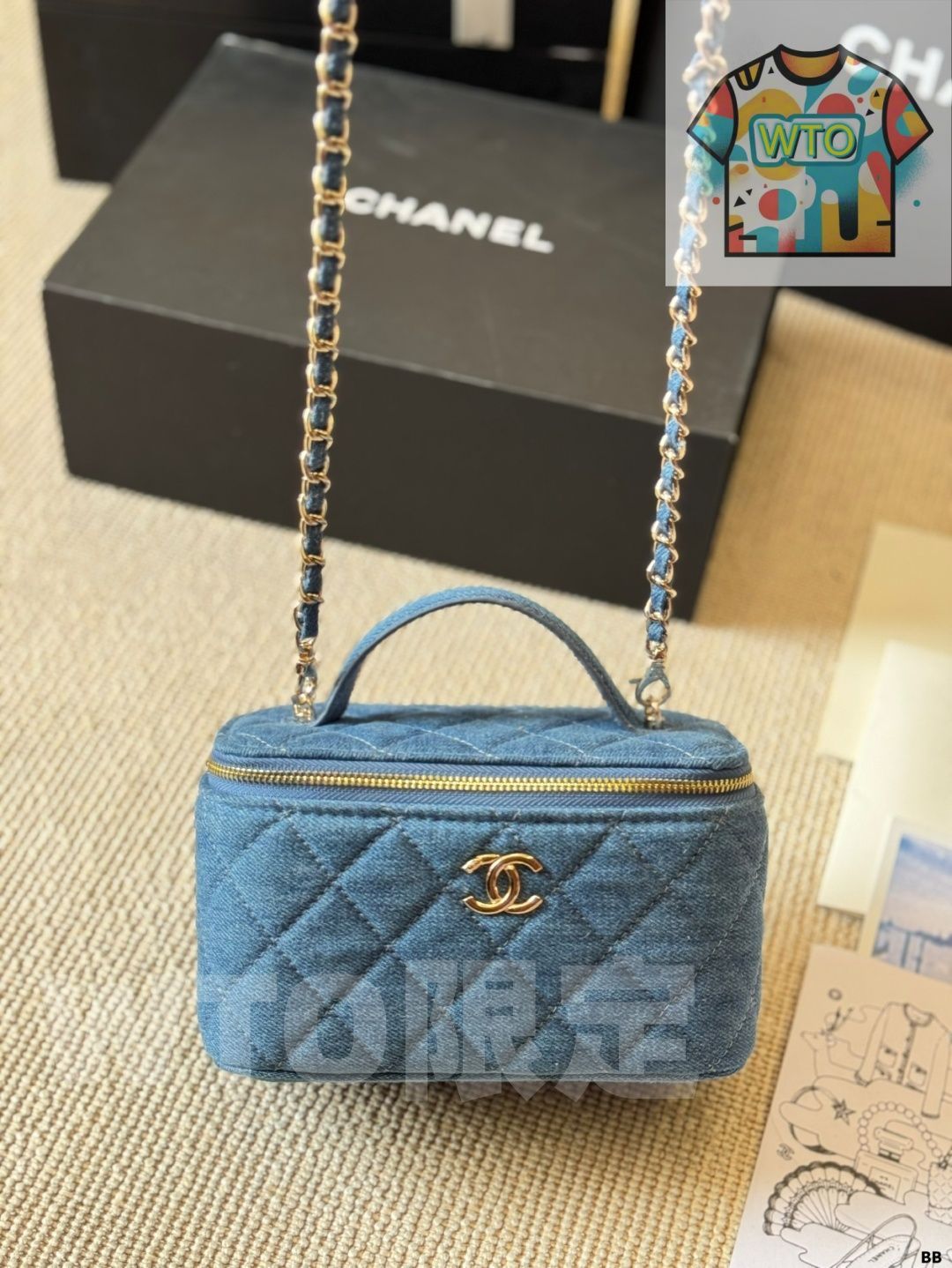 今日 Vintage Chanel デニム ボックスバッグ-WT 0輸入
