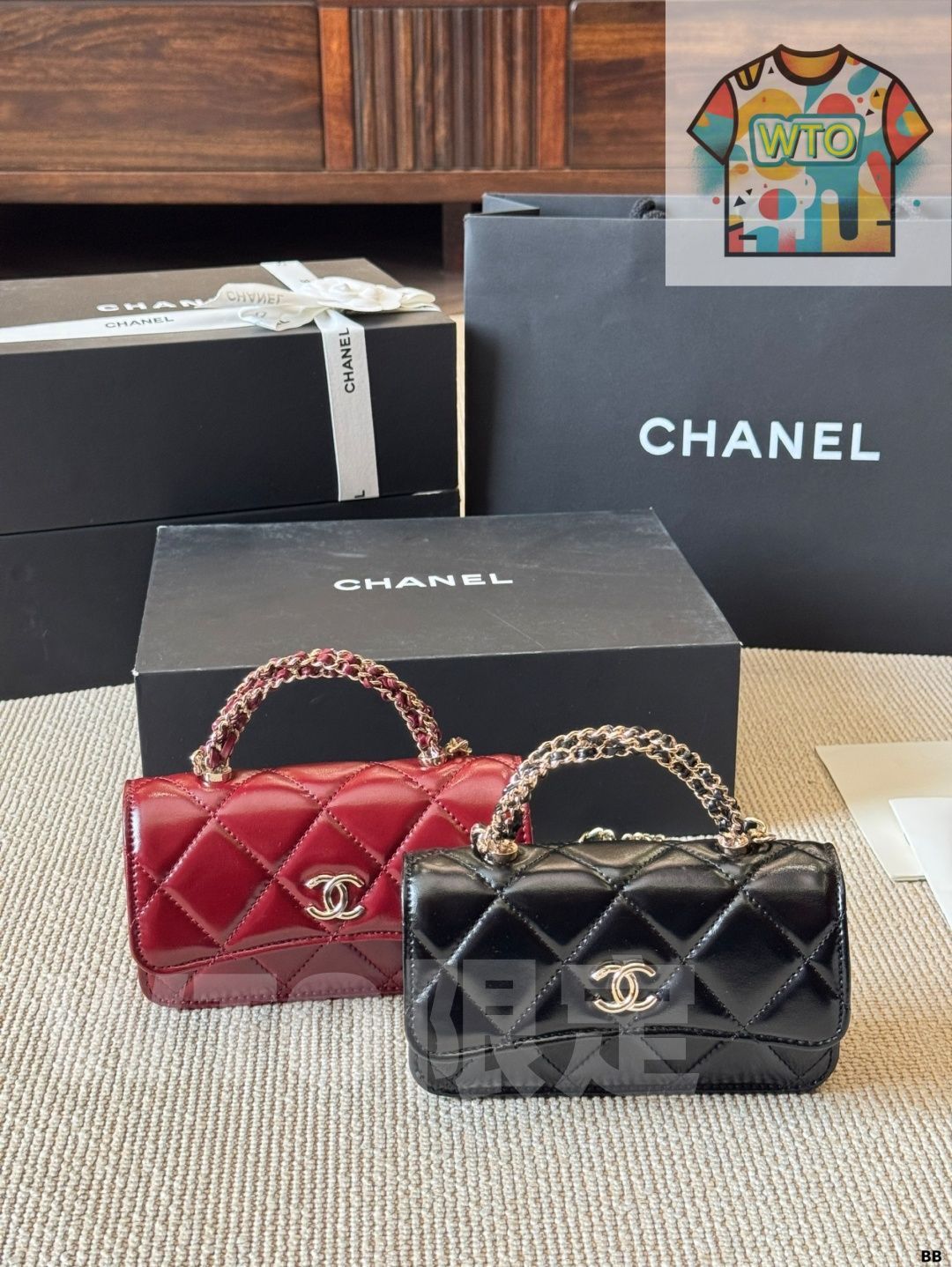 今日 Vintage Chanel 24 b ねじれチェーンハンドル バッグ WTO輸入4