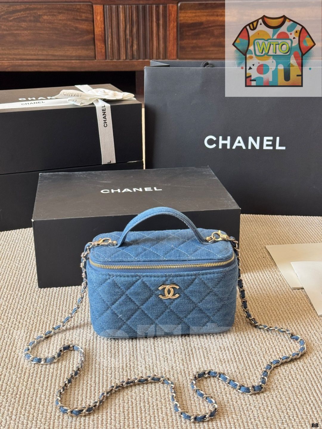 WTO通販 Vintage Chanel デニム ボックスバッグ WTO輸入 NVE 28