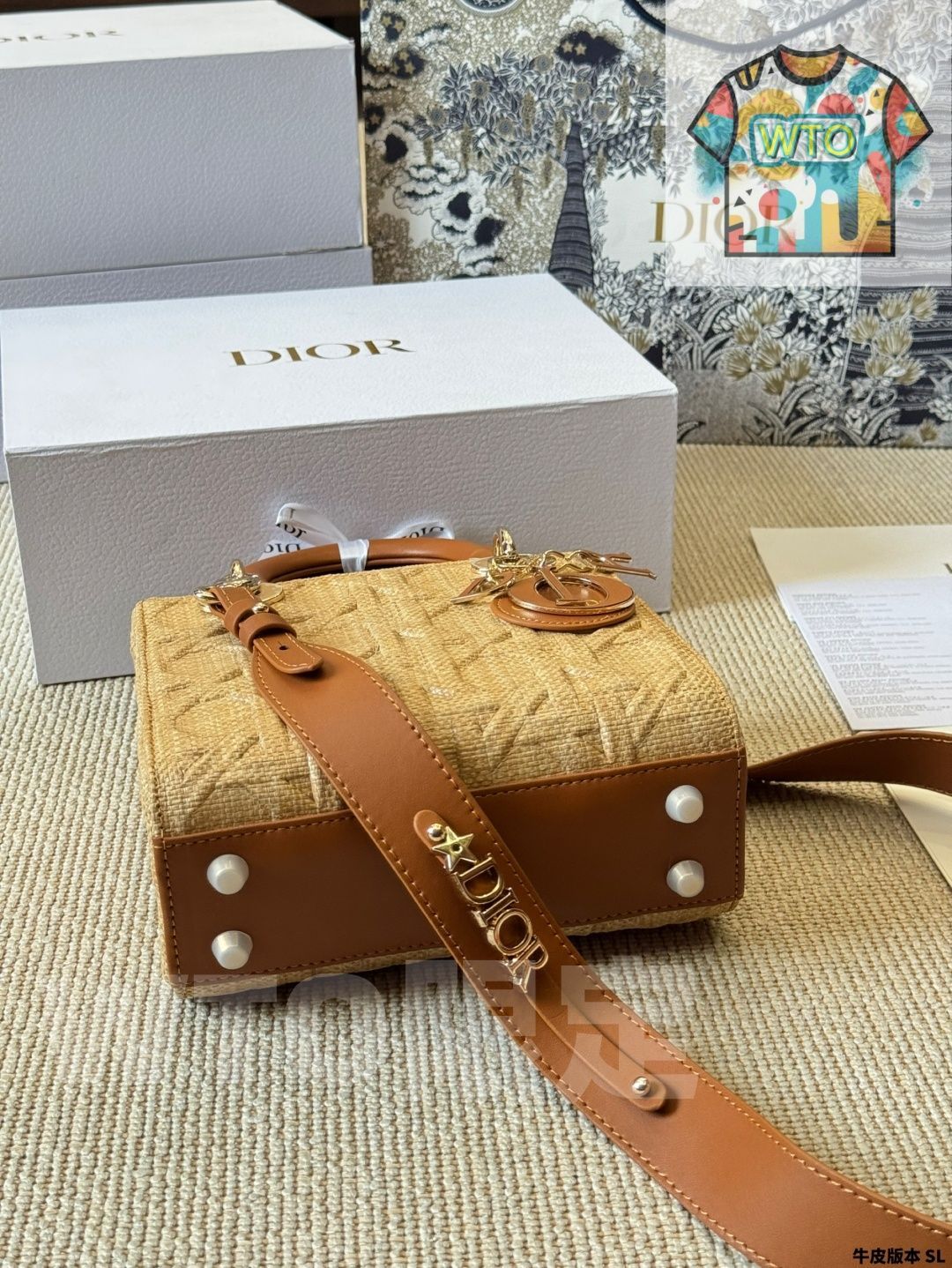  今日 Dior Lady Raffia Tote Bag ラフィア トートバッグ フルパッケージ付き -WT 0輸入 トートバッグ バッグ
