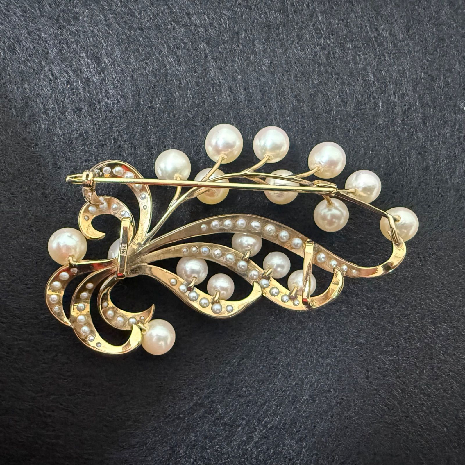 K14 パールブローチ 15.12g 240709-2 ミキモト パール ブローチ