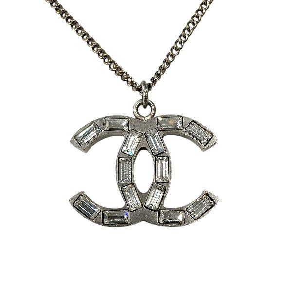 シャネル　CHANEL　シルバー　10A　ココマーク　ストーン　ラメ　リバーシブル　ブランド小物　ネックレス　レディース
