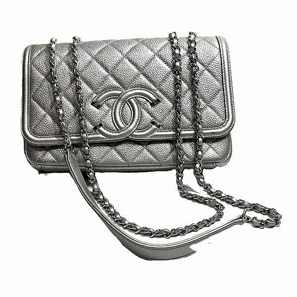シャネル CHANEL マトラッセ チェーンショルダー メタリックシルバー バッグ ショルダーバッグ レディース