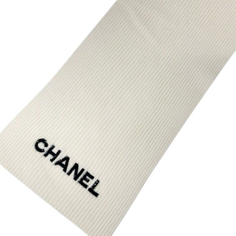 シャネル ココマーク ロゴ カシミヤ スパンコール マフラー ホワイト シャネル CHANEL マフラー カシミヤ ホワイト 白 ロゴ スパンコール