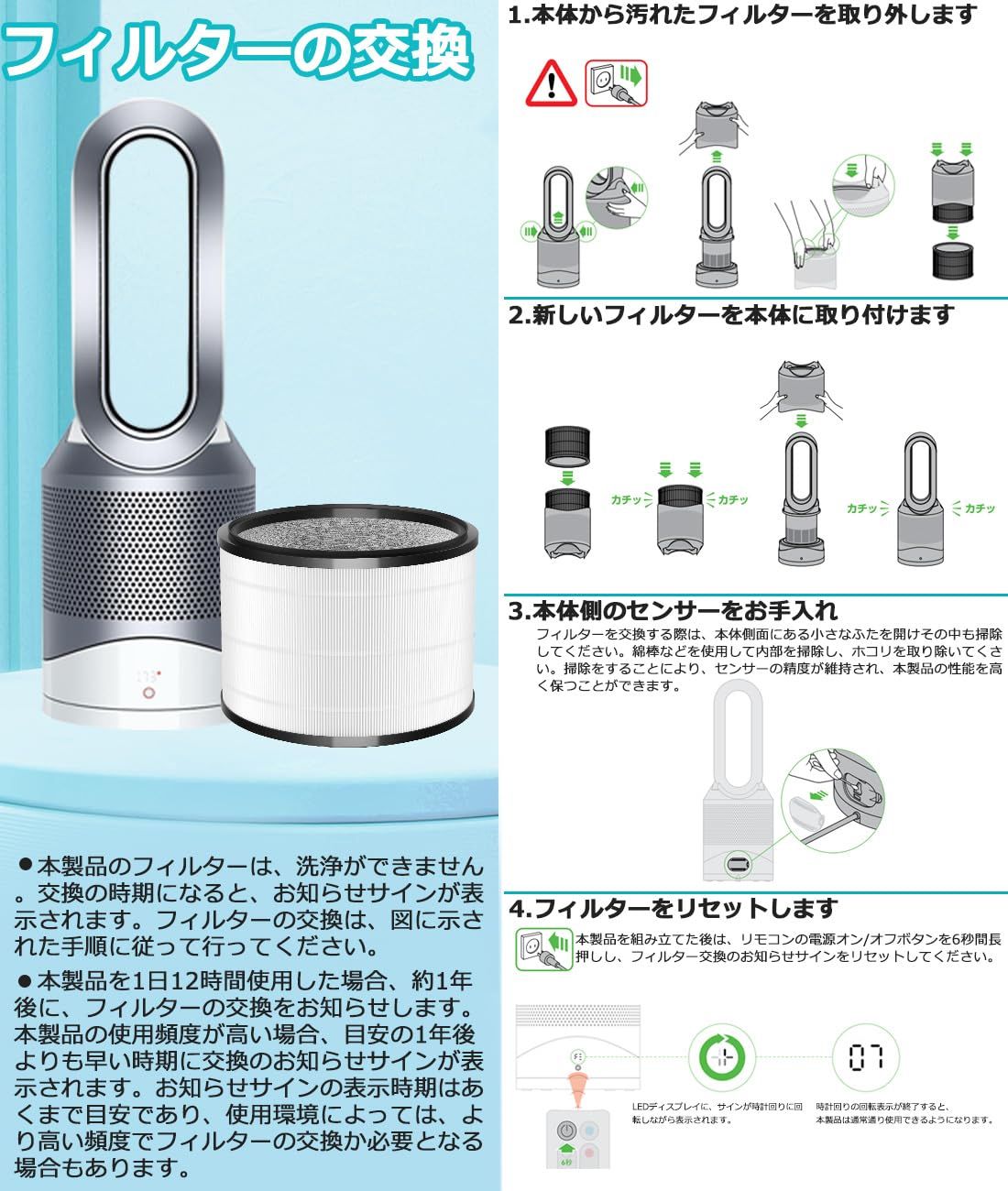 【新品の替えフィルター付】ダイソン　加湿付き空気清浄機 ダイソン 空気清浄機 HP03 HP02 HP01 HP00 DP03 DP01 用 フィルター