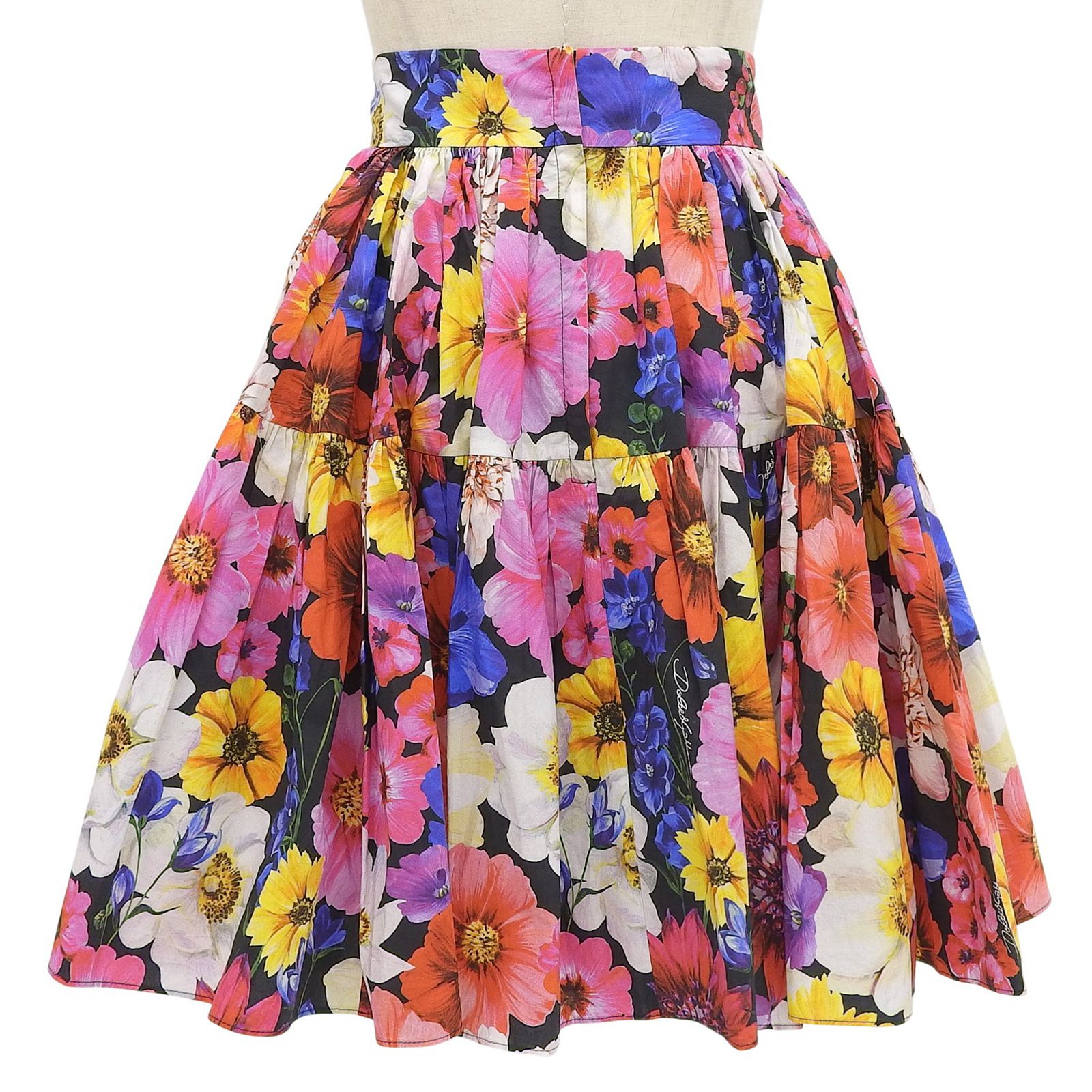 DOLCE-GABBANA ドルチェ&ガッバーナ F4CB1T HS5L8 コットン100% フラワープリント 総柄 フ スカート マルチ 40 イタリア製 レディース