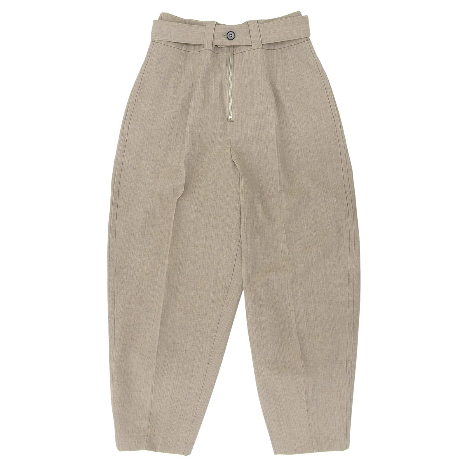 JIL SANDER ジルサンダー JSPS311205W20260011 ウール100％ センタージップ ベルト付 トラウザー スラックス ベージュ 32 イタリア製 レディース