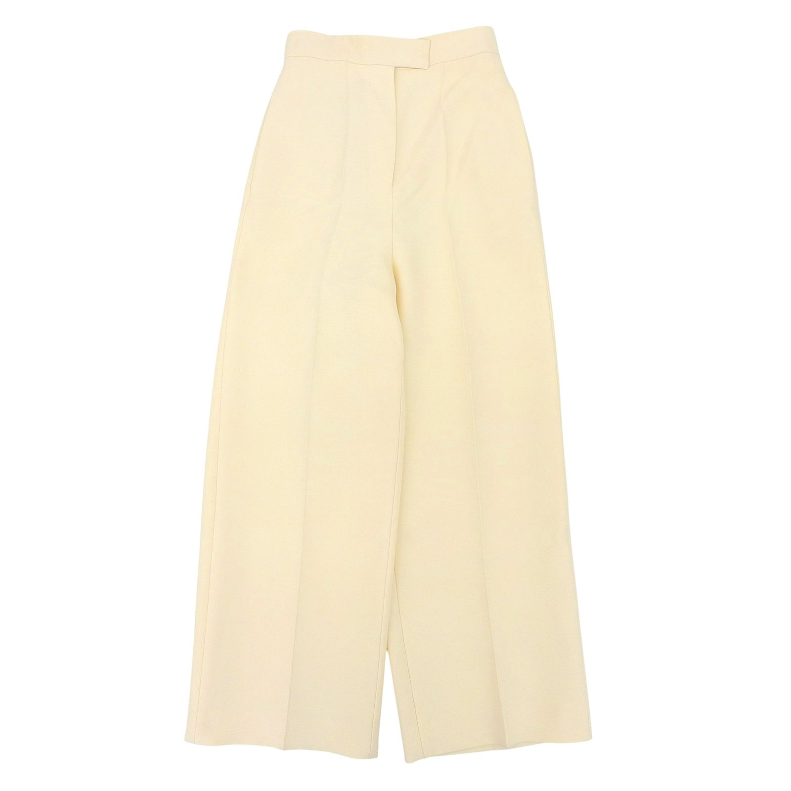 FENDI フェンディ FR 6375 ウール シルク混 HIGH WAIST ワイド パンツ アイボリー 36 イタリア製 レディース