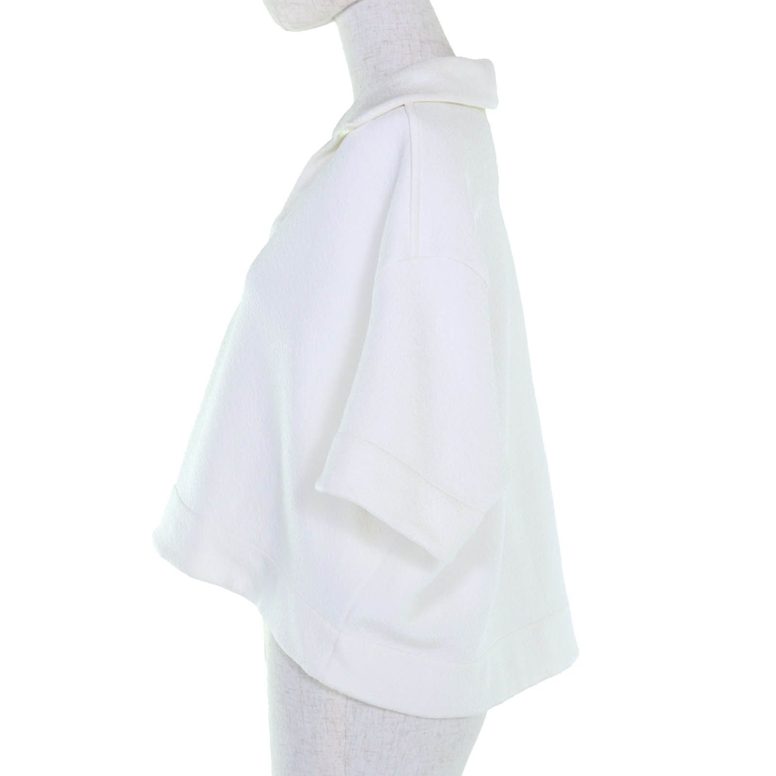 JIL SANDER ジルサンダー 25SS J02GL0108 ドロップショルダー Vネック 半袖シャツ プルオーバー ホワイト 34 ハンガー付き イタリア製 レディース