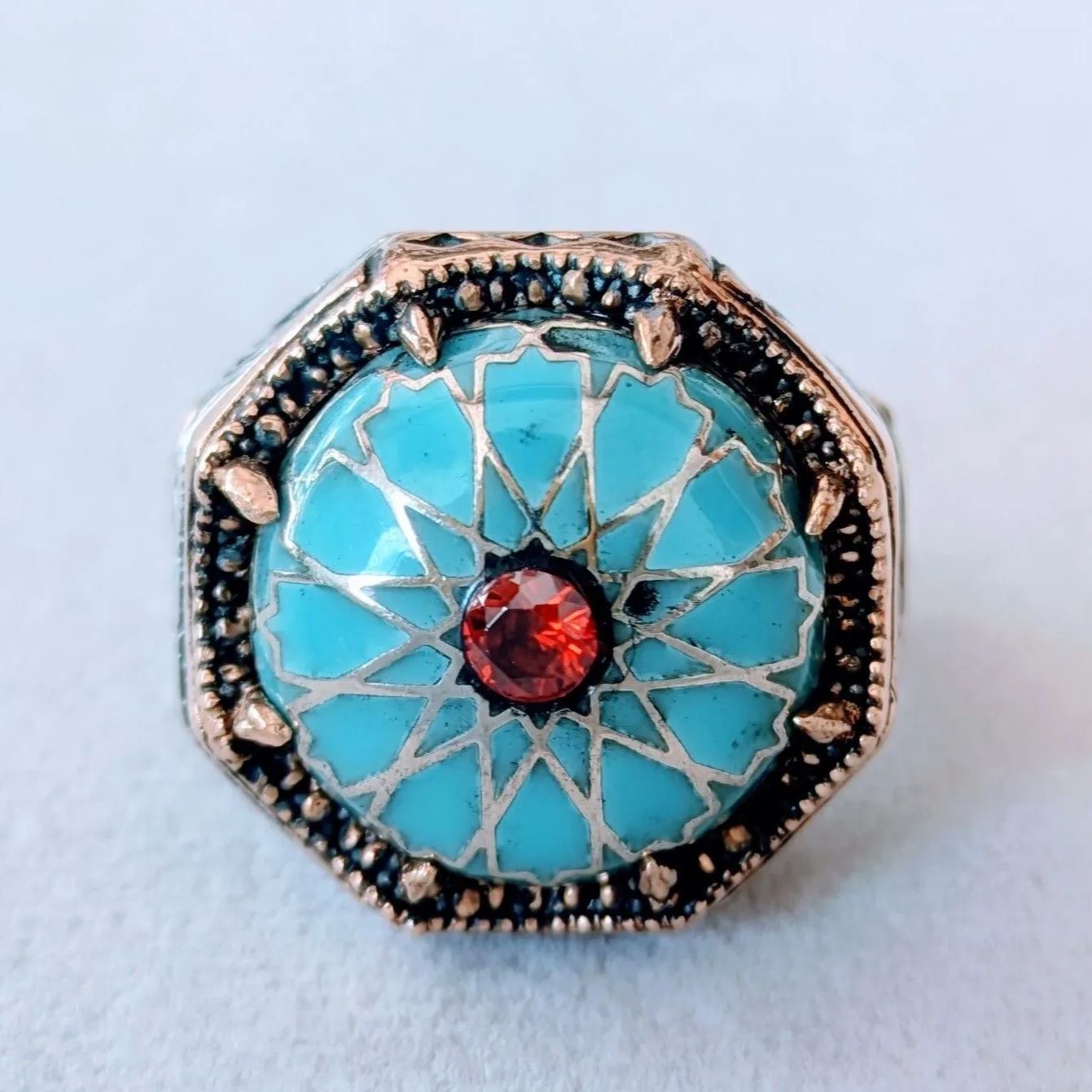 ✱NEW✱トルコ製 ハンドメイド メンズリング シルバー925 (ブルー 