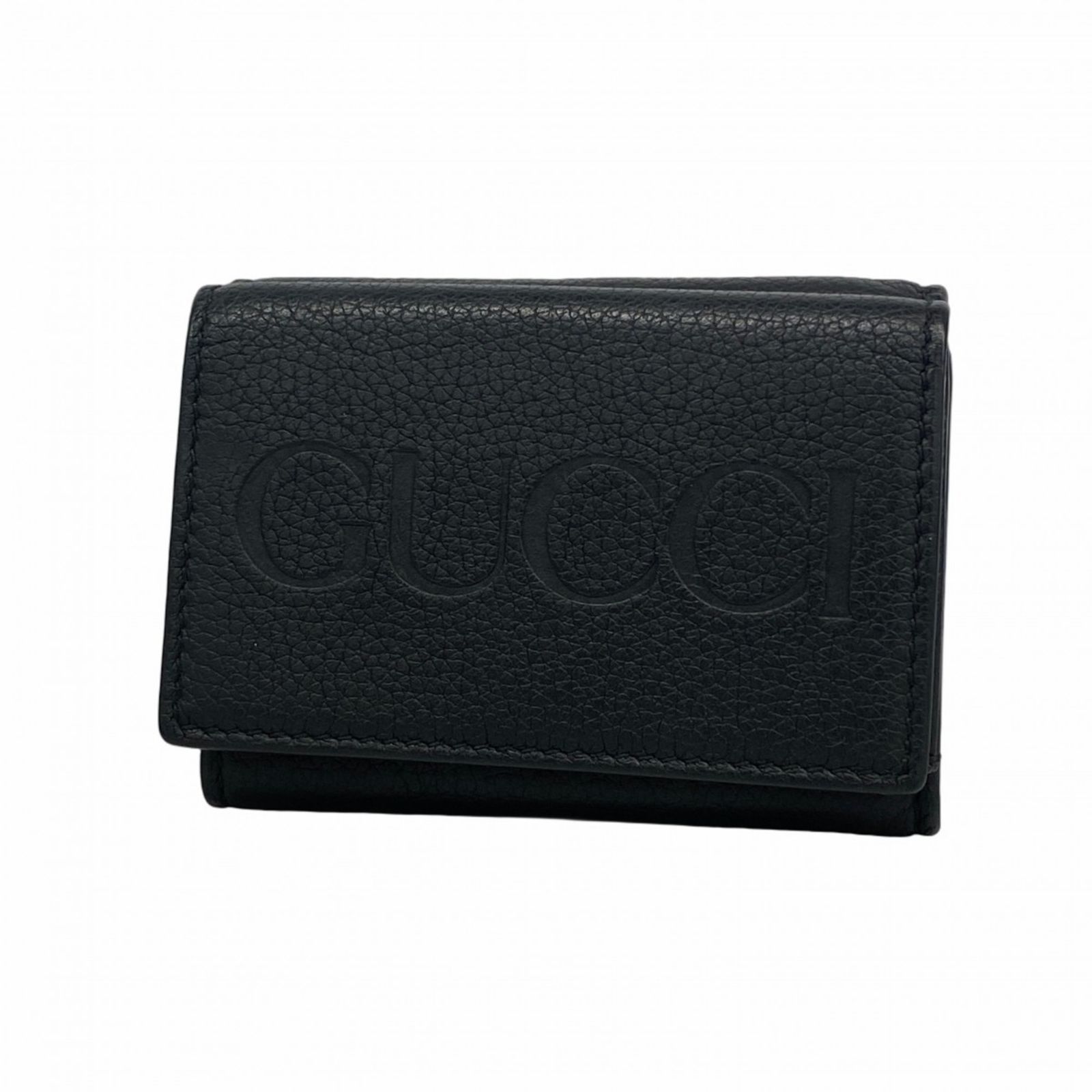 グッチ Gucci グッチ 三つ折り財布 レザー ブラック ブルー メンズ