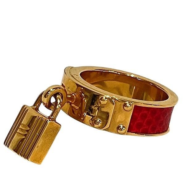 エルメス Hermes ケリー カデナモチーフ ゴールド×レッド GP×レザー ブランド小物 スカーフリング レディース