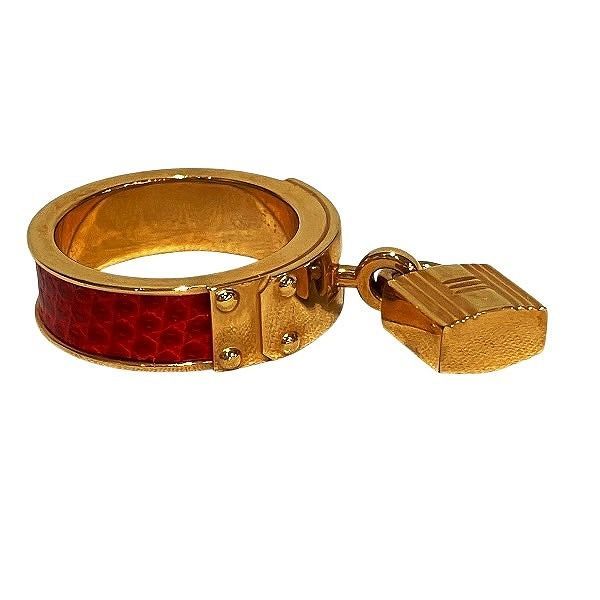  エルメス Hermes ケリー カデナモチーフ ゴールド×レッド GP×レザー ブランド小物 スカーフリング レディース その他 その他