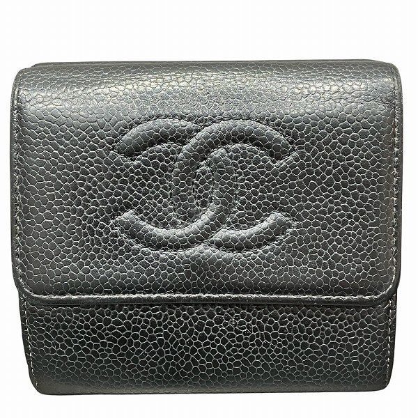 シャネル CHANEL ココマーク Wホック 3つ折り財布 レディース