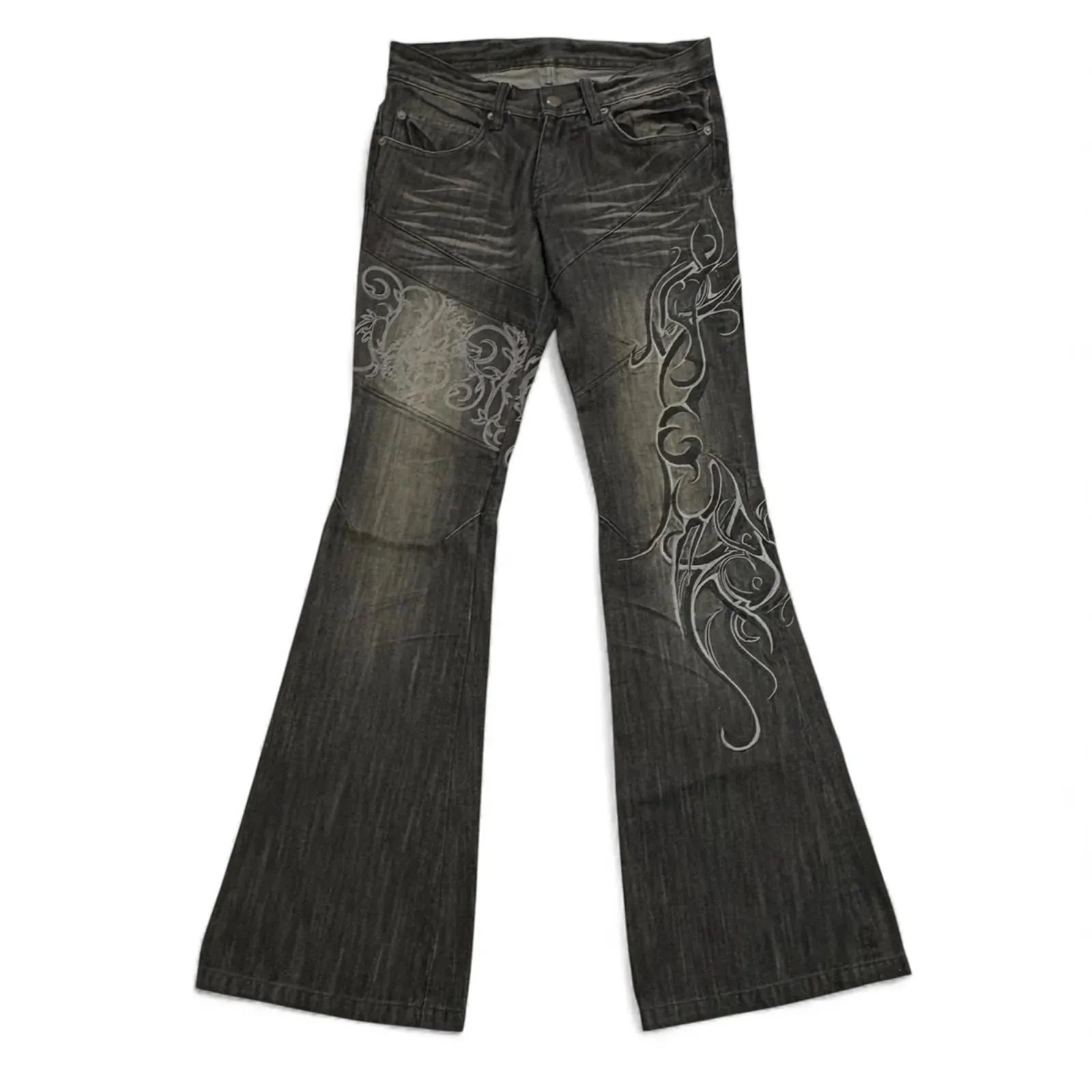 00 s archive TORNADO MART トルネードマート flare denim トライバル 刺繍 ブーツカット フ デニム デニムパンツ ヴィンテージ 初期 y 2 k 激