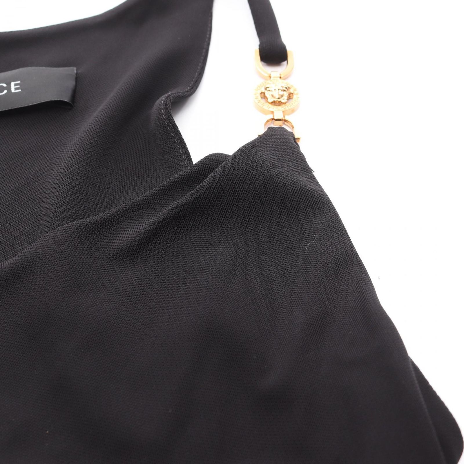  ヴェルサーチ VERSACE ワンピース メデューサ ブラック レーヨン レディース A 長袖 七分袖 ひざ丈ワンピース