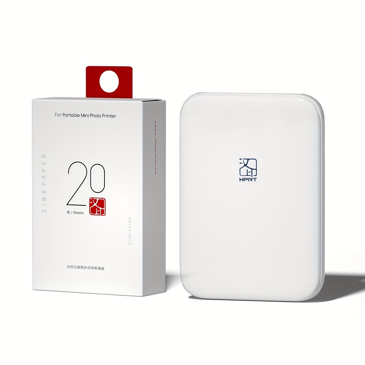 スマホで簡単プリント ミニフォトプリンター HDワイヤレス接続 iOS Android対応 ZINK技術 写真印刷 携帯便利 光沢紙対応 フォト用紙20枚セット
