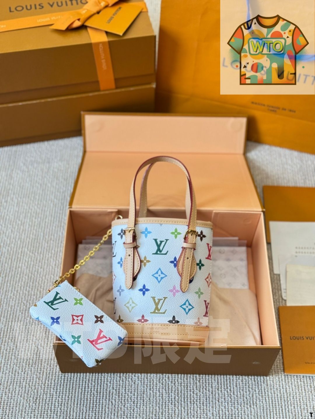 WTO通販 LV Mini White Multicolore Bucket Bag - LV ミニ ホワイトマルチ バケットバッグ-WTO輸入-YDC25