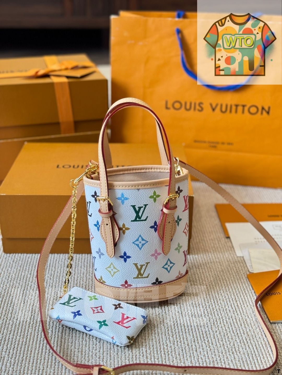 WTO通販 LV Mini White Multicolore Bucket Bag - LV ミニ ホワイトマルチ バケットバッグ-WTO輸入-YDC25