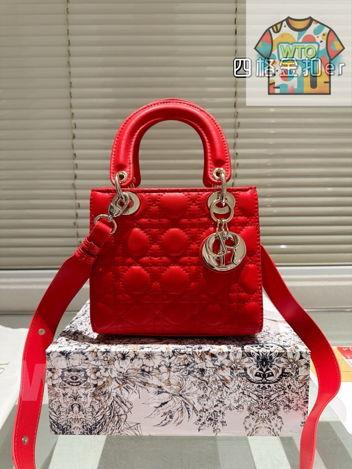 WTO通販 Dior Lady Dior Lambskin Bag with F able Gift Box - ディオール レディー ディオール ラムスキン バッグ フォールダブル ギフトボックス付-WTO輸入-IEH32