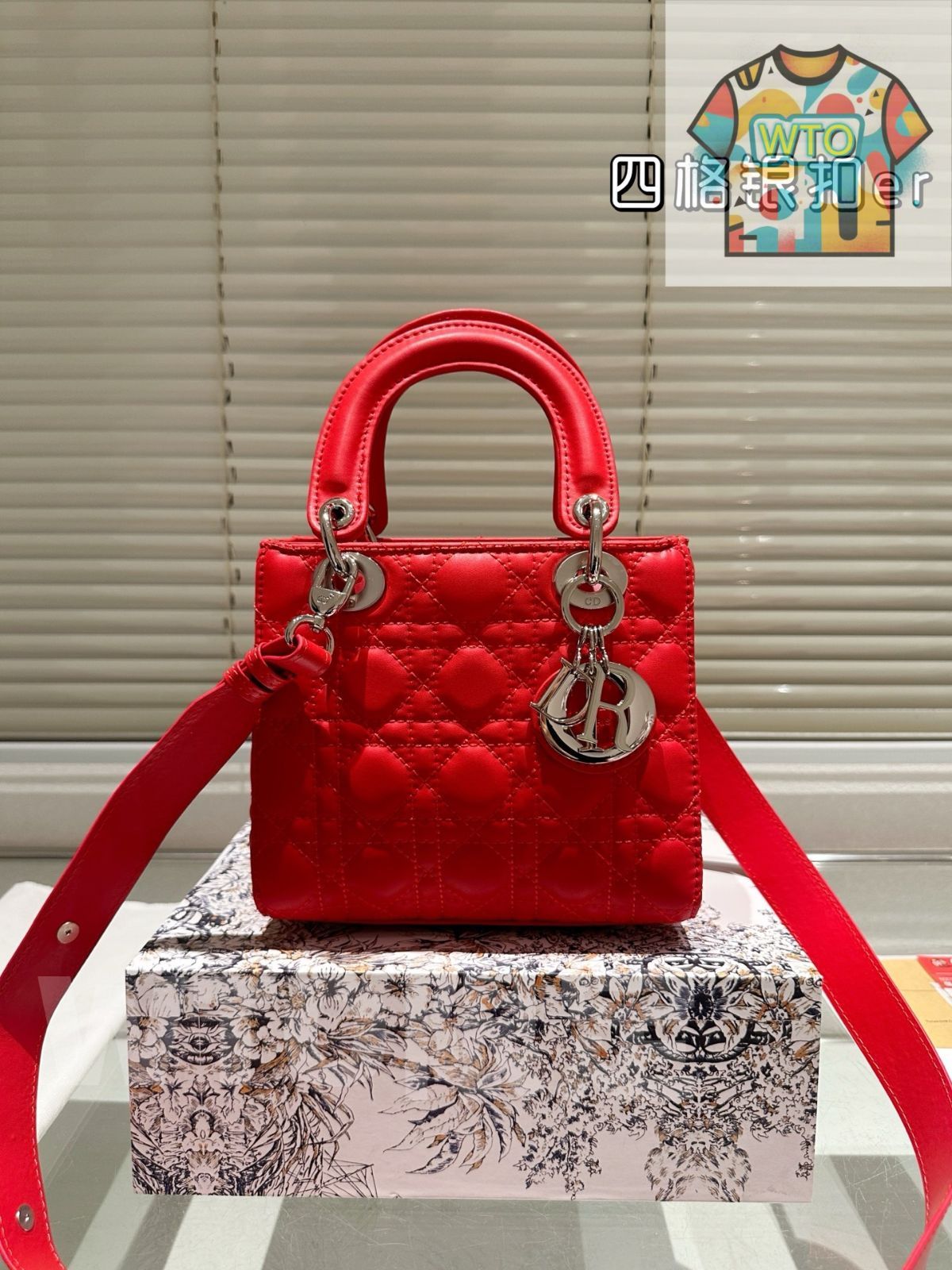 WTO通販 Dior Lady Dior Lambskin Bag with F able Gift Box - ディオール レディー ディオール ラムスキン バッグ フォールダブル ギフトボックス付-WTO輸入-LAS90
