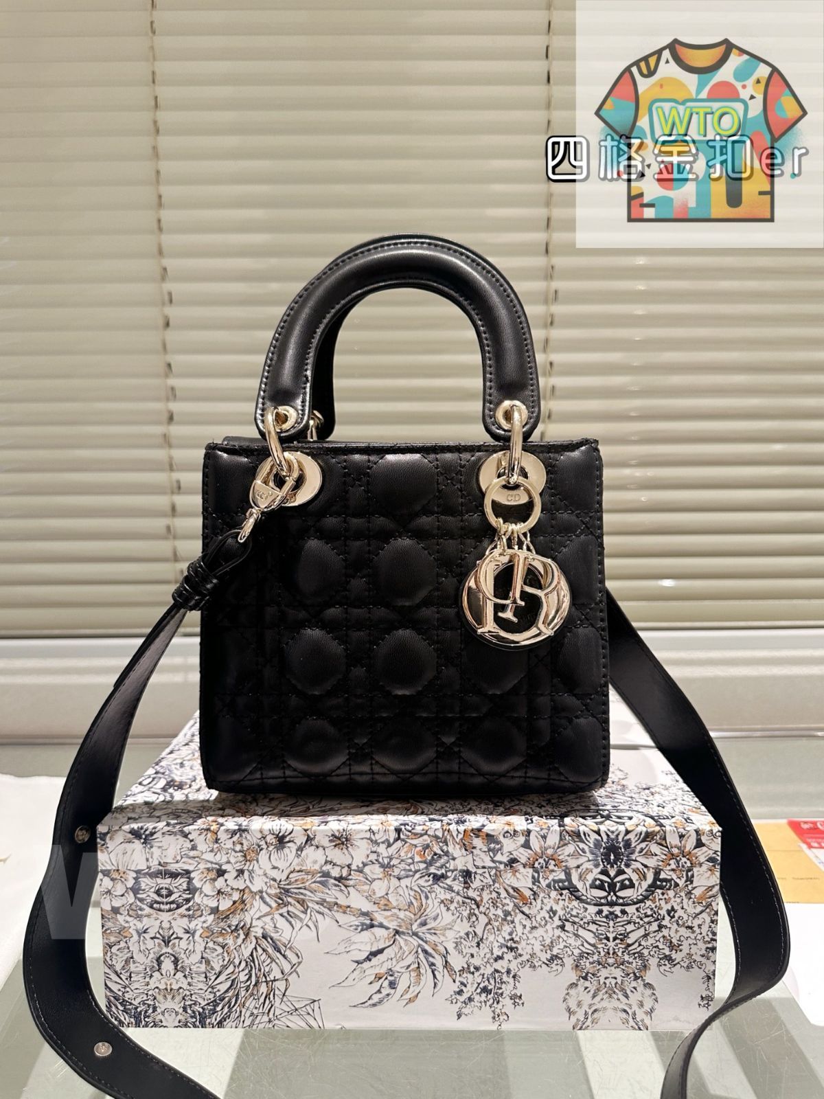 WTO通販 Dior Lady Dior Lambskin Bag with F able Gift Box - ディオール レディー ディオール ラムスキン バッグ フォールダブル ギフトボックス付-WTO輸入-IEH32