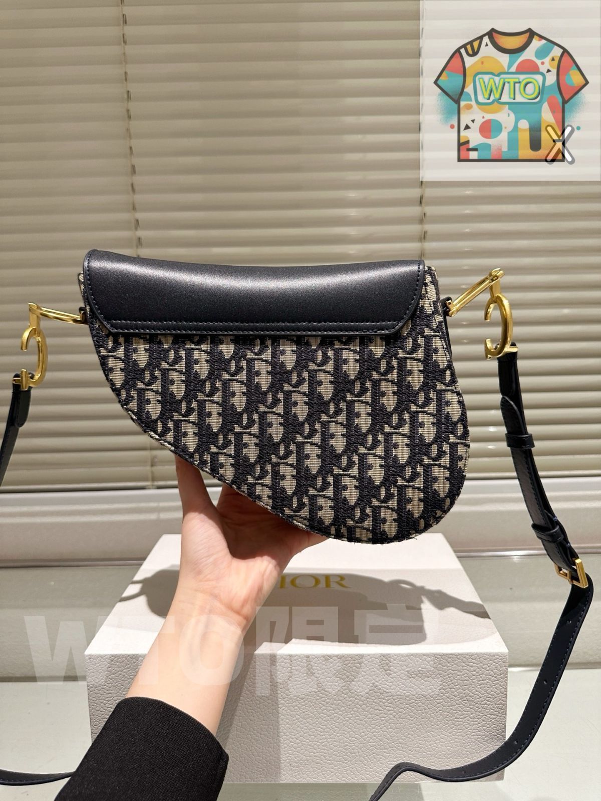 WTO通販 Dior Summer Wave2 Hb Blue Smooth Calfskin Flap Saddle Bag - ディオール Summer Wave2 Hb ブルー スムース カルフスキン フラップ サドル バッグ-WTO輸入-UWA50