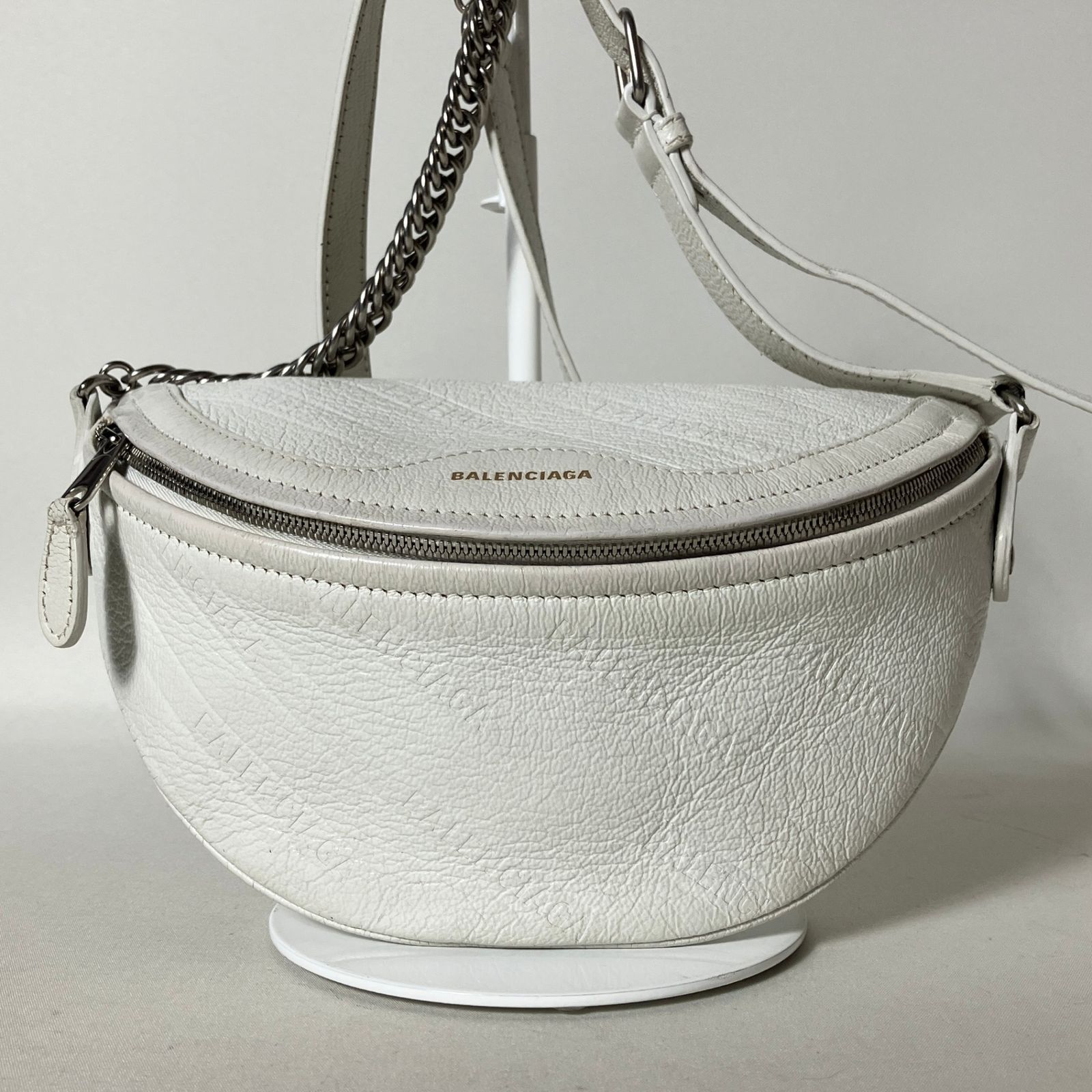2510-294| |バレンシアガ ボディバッグ レザー ホワイト チェーン