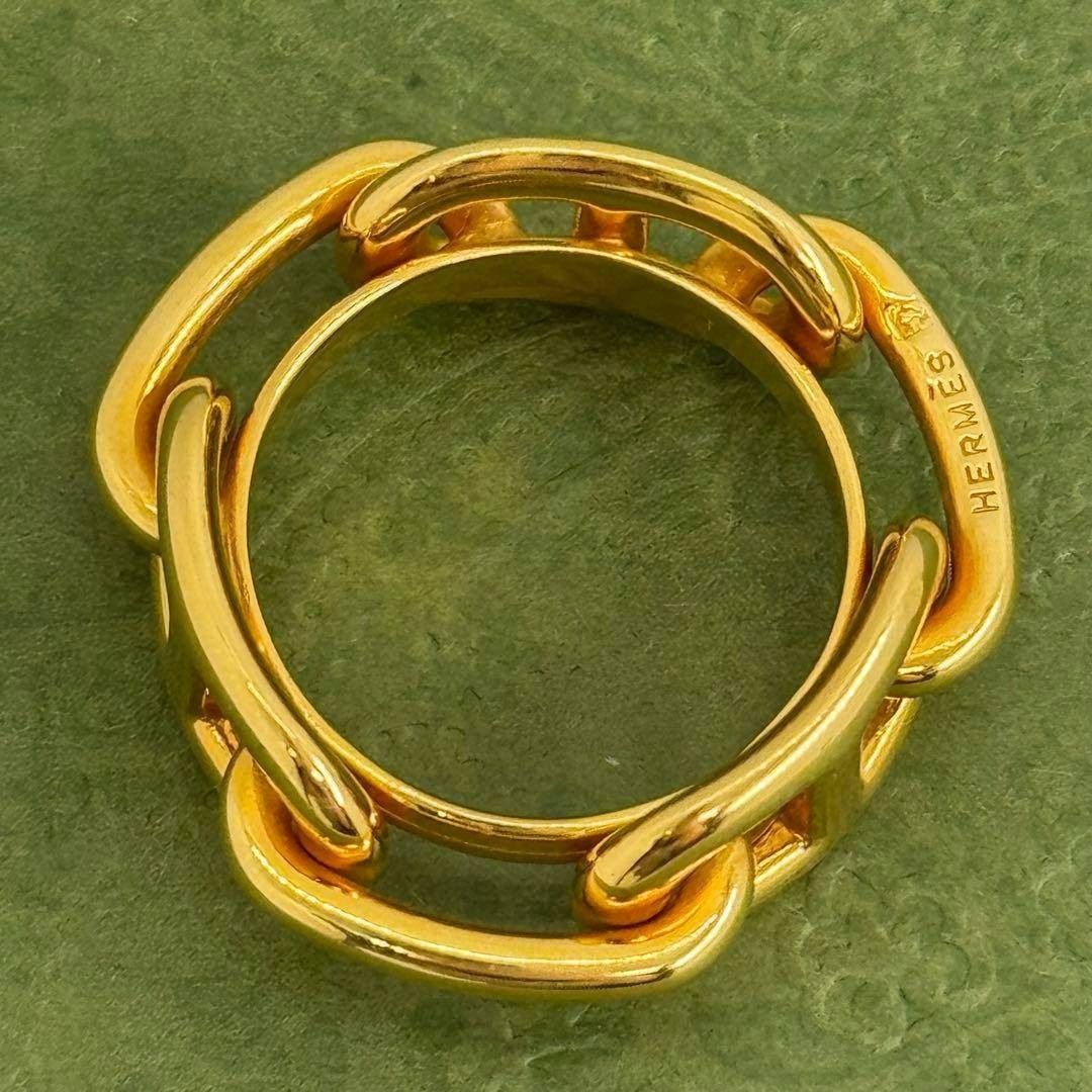 HERMES シェーヌダンクル レガート ゴールド スカーフリング 093599 HERMES シェーヌダンクル レガート ゴールド スカーフリング 093599