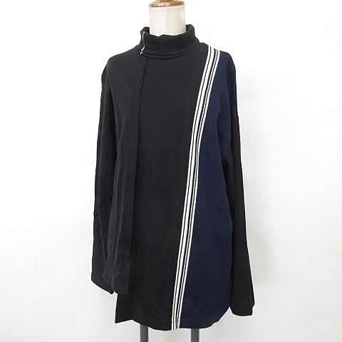 ワイズ Y s カットソー プルオーバー 長袖 タートルネック バイ アシメ切替 綿 黒 紺 白 ブラック ネイビー ホワイト 2