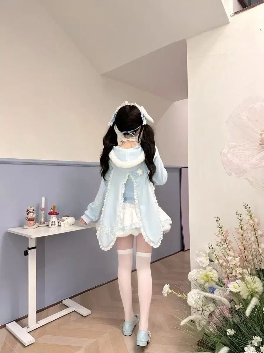 うさぎ耳ブルー y2k ロリータ Tシャツ コート セット