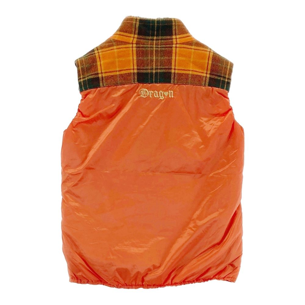 サイズ 2 DANCE WITH DRAGON ダンスウィズドラゴン 中綿ベスト チェック オレンジ系 ゴルフウェア レディース ストスト