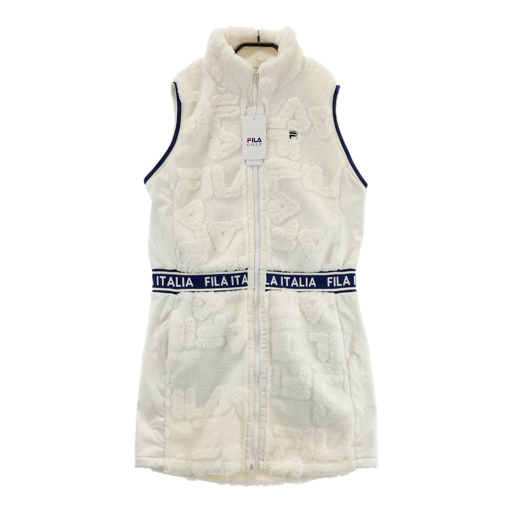サイズ L FILA GOLF フィラゴルフ モデル ボアジップワンピース ロゴ総柄 ホワイト系 240101452410 ゴルフウェア レディース ストスト