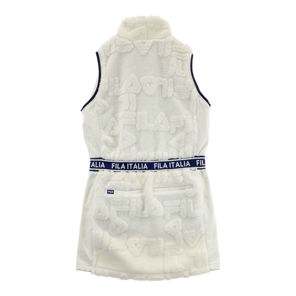 サイズ L FILA GOLF フィラゴルフ モデル ボアジップワンピース ロゴ総柄 ホワイト系 ゴルフウェア レディース ストスト