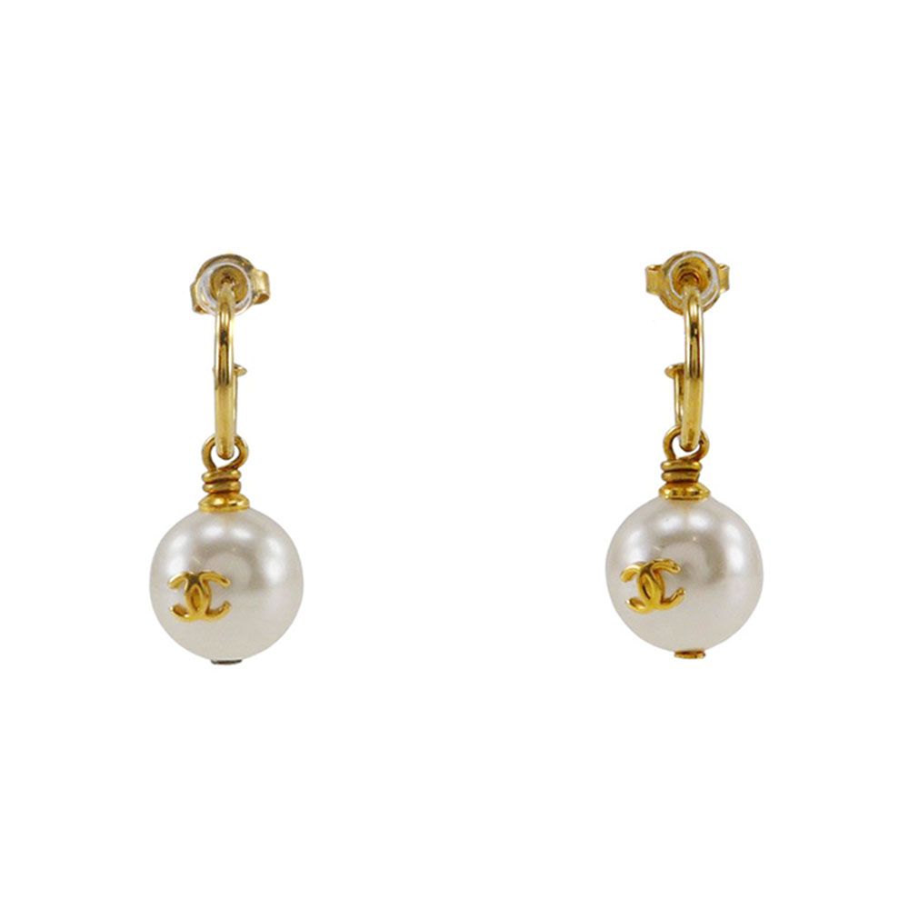 CHANEL ココマーク パール フープピアス CHANEL】シャネル ココマーク フープ 金メッキ×フェイクパール