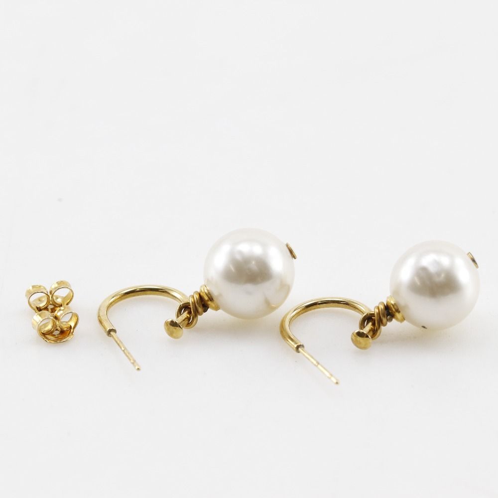 CHANEL】シャネル ココマーク フープ 金メッキ×フェイクパール