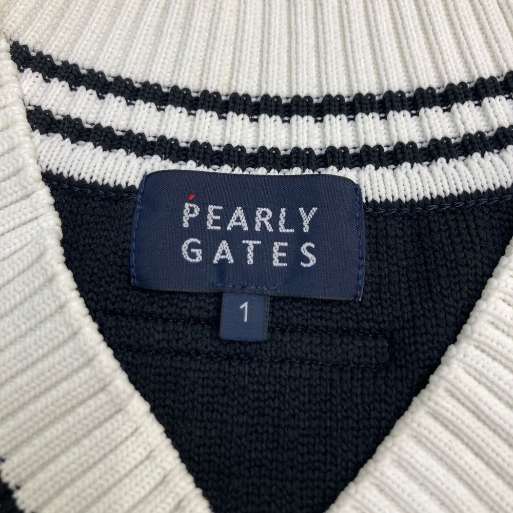 美品 PEARLY GATES レディース ニット ベスト 1(M) ブラック サイズ：1 PEARLY GATES パーリーゲイツ ニットベスト ブラック系